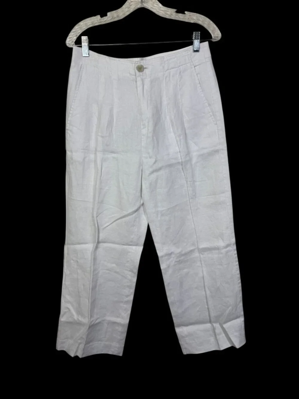 Banana Republic White 100% Linen Pleated Pants Size 4 Wide leg Trouser Lagenlook